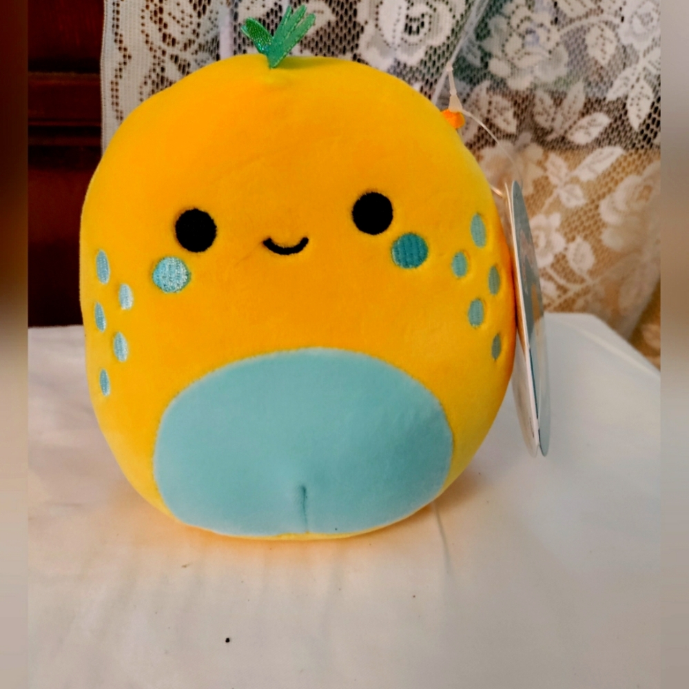 FIZZY 🦎 5" yellow & teal Iguana w Glittery Spikey Mane Orginal Squishmallow NWT